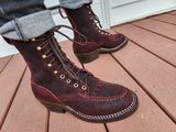 Nicks Moc Toe in Law Tanning Oxblood Roughout Shruken Bison