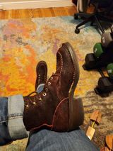 Nicks Moc Toe in Law Tanning Oxblood Roughout Shruken Bison