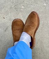 Viberg Mule in C.F. Stead Anise Janus Calf Suede