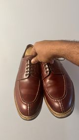 Meermin Split Toe Derby in Du Puy Burgundy Box Calf