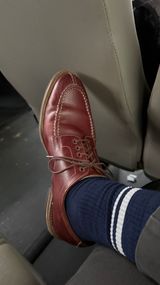 Meermin Split Toe Derby in Du Puy Burgundy Box Calf
