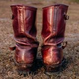 John Lofgren Wabash Engineer Boots in Shinki Burgundy Oiled Horsebutt