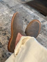 Viberg Slipper in C.F. Stead Light Visone Kudu Roughout