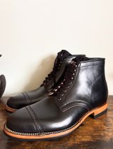Flame Panda Brogue Cap Toe Service Boot in Horween Black Chromexcel Horsebutt