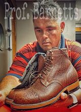 Prof Barnets Bulky Cap Toe Boots in Seidel Peanut Shrunken Bison