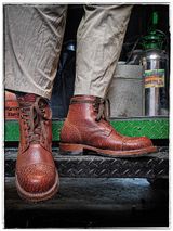 Prof Barnets Bulky Cap Toe Boots in Seidel Peanut Shrunken Bison