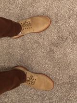 Grant Stone Dirty Buck in C.F. Stead Ivory Repello Calf Suede