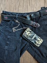 Black Lotus Leather Long Trucker Wallet in Wickett & Craig Black English Bridle
