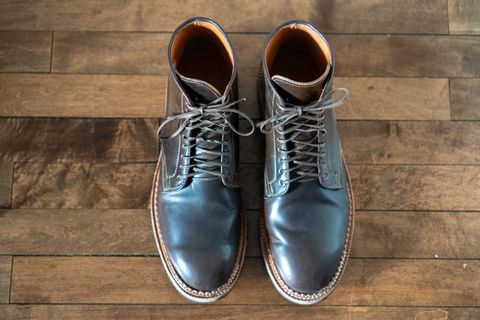 Photo by pesayerm on January 5, 2026 of the Viberg Derby Boot in Horween Dark Cognac Shell Cordovan.