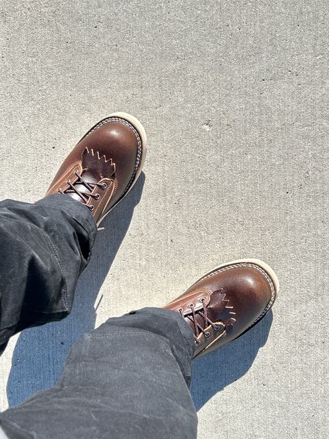 Photo by killerbootsman on January 27, 2024 of the Frank's Boots Rainier in Horween Cinnamon Waxed Flesh.