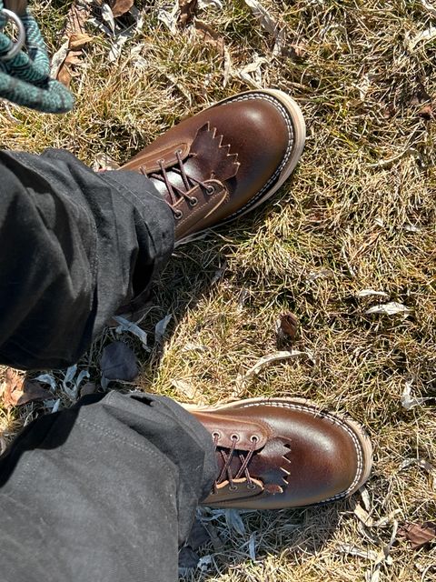 Photo by killerbootsman on January 27, 2024 of the Frank's Boots Rainier in Horween Cinnamon Waxed Flesh.
