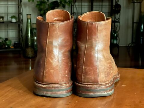 Photo by unsound_gambit on January 6, 2023 of the Grant Stone Edward Boot in Horween Honey Glazed Shell Cordovan.