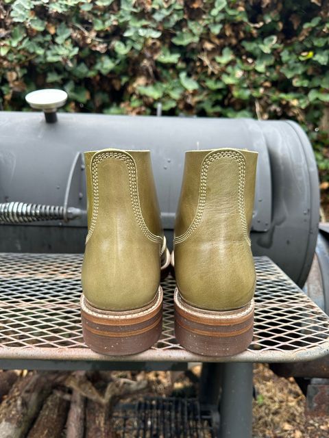 Photo by 8loop on October 1, 2022 of the John Lofgren M-43 Service Shoes in Shinki Olive Shrunken Horsebutt.