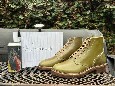 Photo by 8loop on October 1, 2022 of the John Lofgren M-43 Service Shoes in Shinki Olive Shrunken Horsebutt.