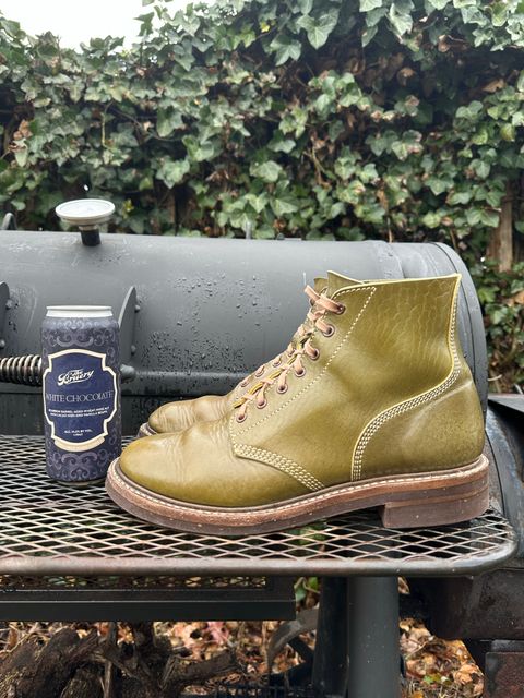 Photo by 8loop on December 3, 2022 of the John Lofgren M-43 Service Shoes in Shinki Olive Shrunken Horsebutt.