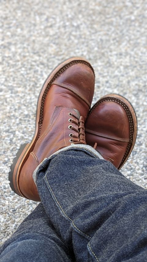 Photo by dwbrunton on March 13, 2024 of the Bordon Tukano Boots in Wickett & Craig Tan Oiled Latigo.