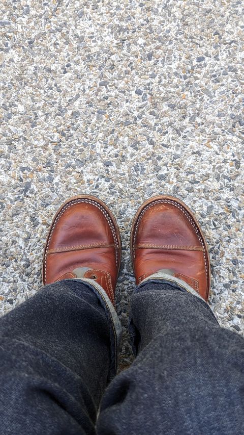 Photo by dwbrunton on March 13, 2024 of the Bordon Tukano Boots in Wickett & Craig Tan Oiled Latigo.