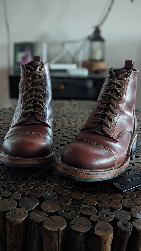 Photo by dwbrunton on February 23, 2024 of the Bordon Tukano Boots in Wickett & Craig Tan Oiled Latigo.