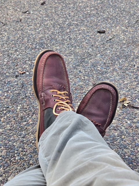 Photo by tdoellman on July 19, 2026 of the Russell Moccasin Co. Safari in S.B. Foot Walnut Timberjack & Olive Twill.