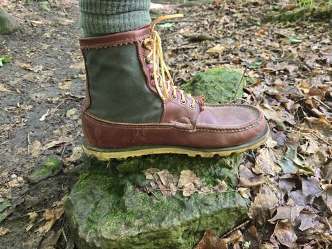 Photo by tdoellman on July 20, 2026 of the Russell Moccasin Co. Safari in S.B. Foot Walnut Timberjack & Olive Twill.