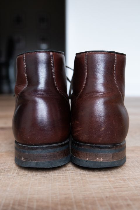 Photo by Hi.Im.Ron on January 6, 2025 of the Viberg Service Boot in Shinki Hikaku Dark Brown Latigo Horsehide.
