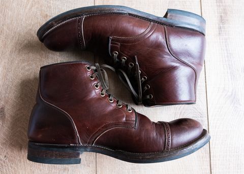 Photo by Hi.Im.Ron on January 6, 2025 of the Viberg Service Boot in Shinki Hikaku Dark Brown Latigo Horsehide.