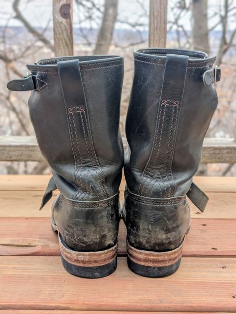 Photo by timelesstough on March 3, 2025 of the Wesco Mister Lou in Maryam Petrolio Waxed Black Horsehide.