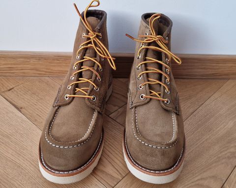 Photo by North on March 6, 2026 of the Red Wing 6-Inch Classic Moc in S.B. Foot Olive Mohave Roughout.