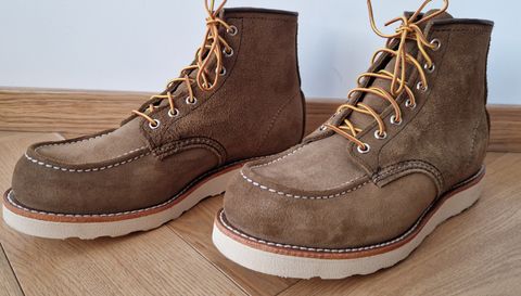 Photo by North on March 6, 2026 of the Red Wing 6-Inch Classic Moc in S.B. Foot Olive Mohave Roughout.