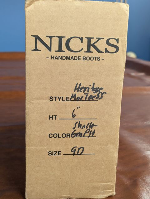 Photo by habibiboots7 on March 5, 2026 of the Nicks Moc Toe in Horween Shackleton Greener Pastures.