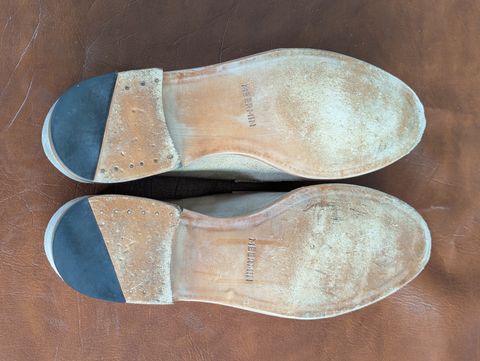 Photo by habibiboots7 on July 22, 2026 of the Meermin Penny Loafer in C.F. Stead Taupe Repello Suede.