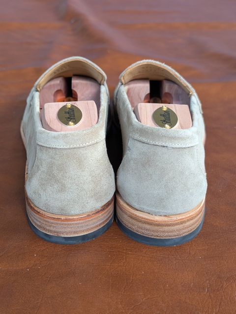 Photo by habibiboots7 on July 22, 2026 of the Meermin Penny Loafer in C.F. Stead Taupe Repello Suede.