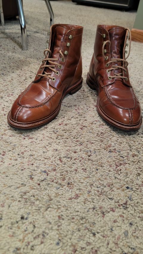 Photo by wizaxed on November 29, 2024 of the Grant Stone Ottawa Boot in Horween Honey Glazed Shell Cordovan.