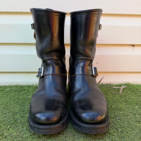 Photo by Yoyothebarber on July 22, 2026 of the John Lofgren Wabash Engineer Boots in shinki hikaku.