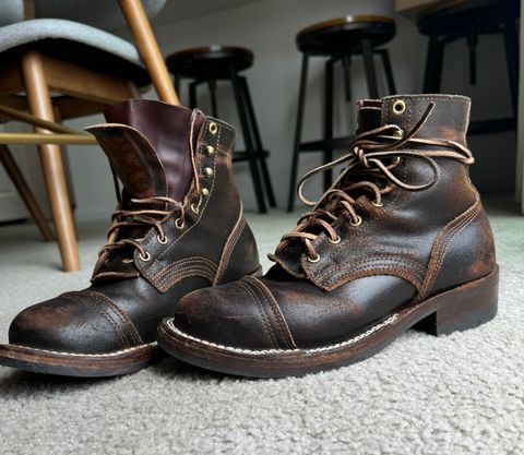 Photo by JayGeeToo on April 24, 2024 of the Nicks Americana in Horween Brown Waxed Flesh.