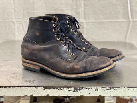 Photo by archwild on March 30, 2025 of the Iron Boots x Østmo Type 1 in Maryam Black Hand-Dyed Horsehide.