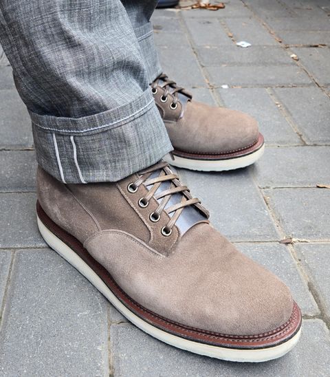 Photo by chuligani on July 14, 2026 of the Viberg Scout Boot in C.F. Stead Fog Janus Calf Suede.
