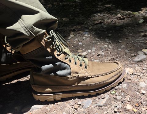 Photo by chuligani on July 11, 2026 of the Russell Moccasin Co. Joe's PH in S.B. Foot Sage Chamois & Olive Twill.