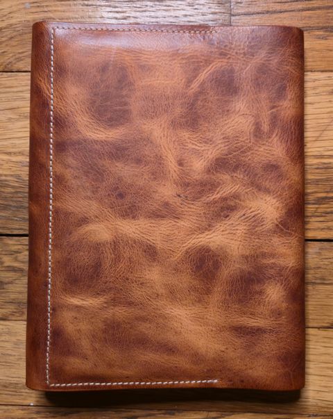 Photo by chuligani on July 8, 2026 of the JHM Wood And Leather Crafts Leather Notebook Cover in Badalassi Carlo Natural Waxy Natural.