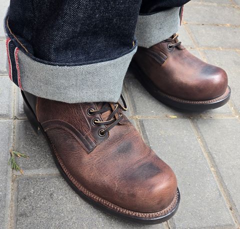 Photo by chuligani on May 15, 2026 of the Viberg Service Boot in Horween Rowdy Dachshund.