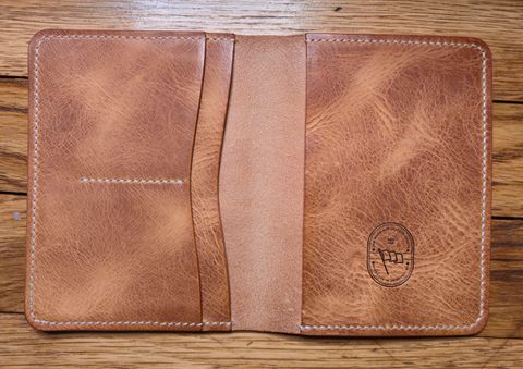Photo by chuligani on July 8, 2026 of the JHM Wood And Leather Crafts Passport Cover in Badalassi Carlo Waxy Natural.