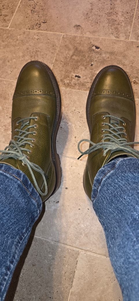 Photo by mknewman on November 26, 2025 of the Grant Stone Garrison Boot in Badalassi Carlo Oliva Minerva Box.