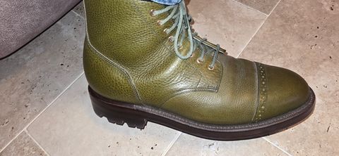 Photo by mknewman on November 26, 2025 of the Grant Stone Garrison Boot in Badalassi Carlo Oliva Minerva Box.