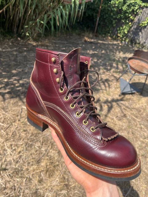 Photo by ambulambu on July 13, 2026 of the John Lofgren Donkey Puncher Boots in Horween Burgundy Chromexcel.