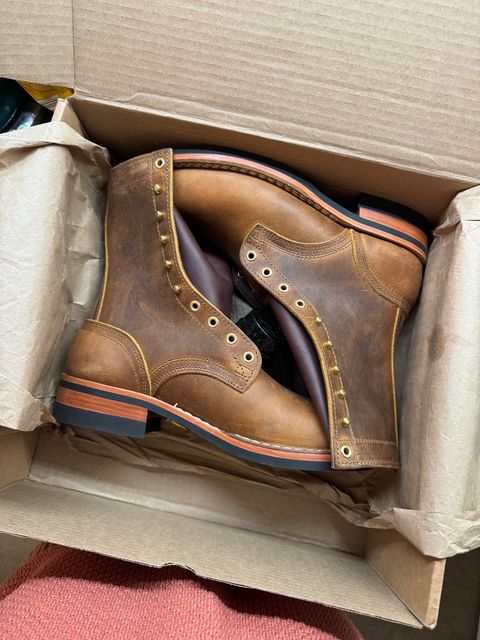 Photo by Sebekhetep on February 14, 2024 of the Nicks Officer in Horween Orange Predator.