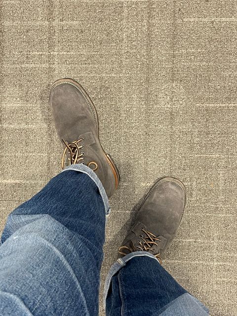 Photo by MukMukSifu on January 21, 2026 of the Viberg Country Boot in C.F. Stead Anthracite Waxed Roughout.