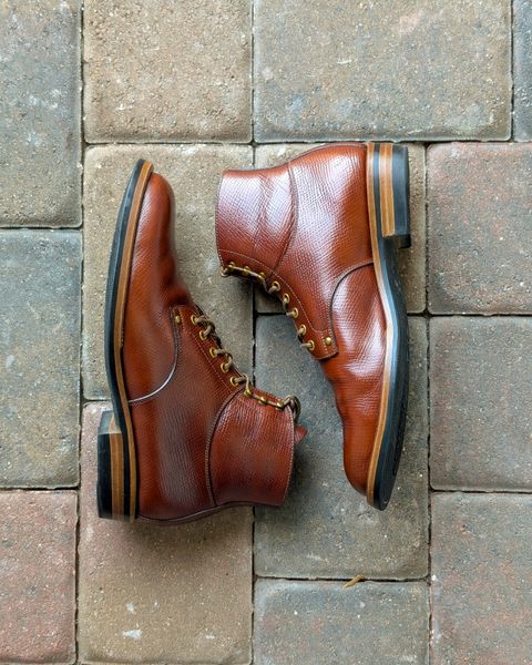Photo by nikolanottesla on March 20, 2025 of the Iron Boots x Østmo Type 1 in Horween Pioneer Hatchgrain.