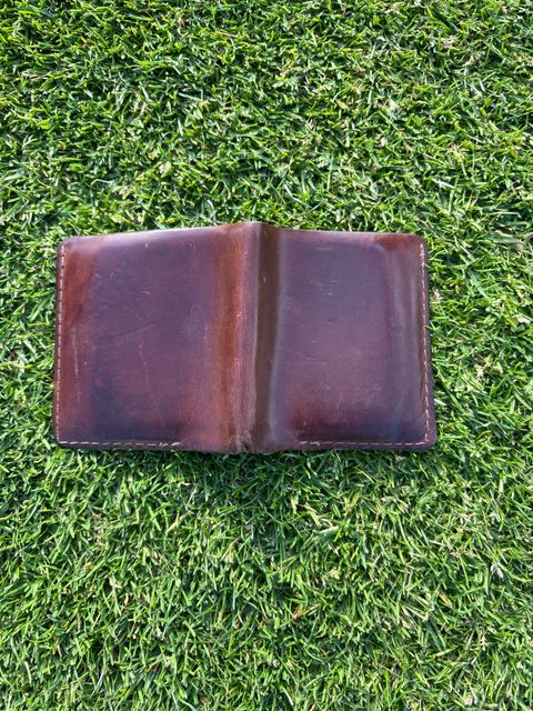 Photo by ZFitzGolf on May 21, 2026 of the Nicks Billfold in Horween Orange Predator.
