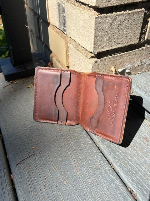 Photo by ZFitzGolf on July 7, 2026 of the Nicks Billfold in Horween Orange Predator.