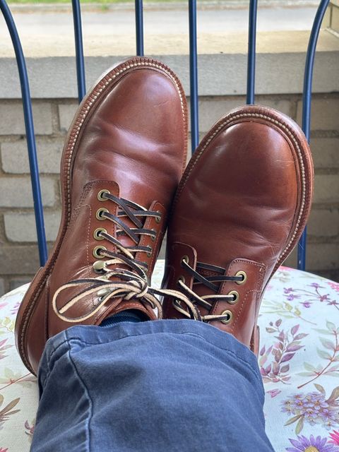Photo by ZFitzGolf on July 10, 2026 of the Grant Stone Diesel Boot in Badalassi Carlo Saddle Tan Minerva.